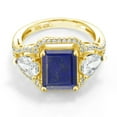 thumbnail image 2 of Gem Stone King 18K Yellow Gold Plated Silver Blue Lapis Ring for Women (3.79 Cttw, Emerald Cut 10X8MM, Gemstone, Size 5), 2 of 4