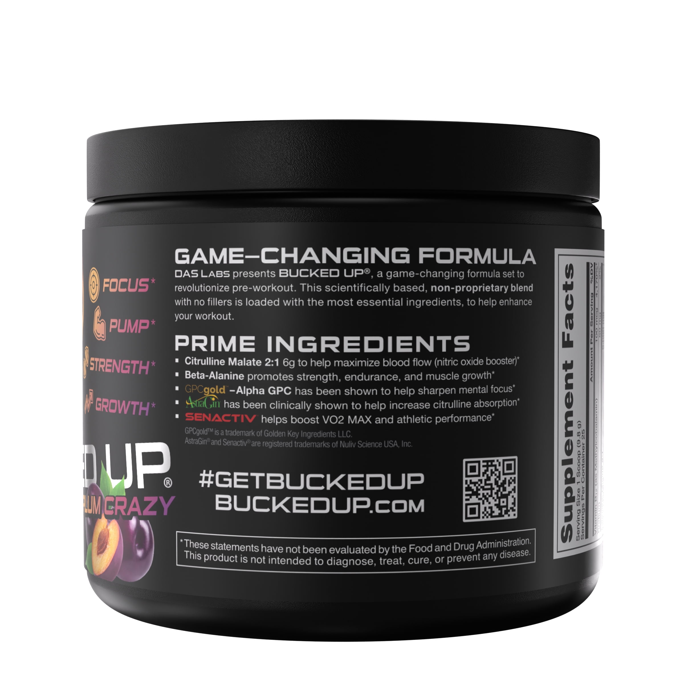 Bucked Up Preworkout Supplement Plum 25 Serve