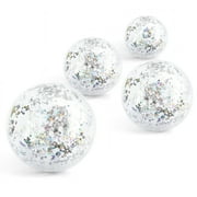 Whiteleopard Inflatable Beach Balls(4 Pack),16 in Glitter Swimming Pool Toys for Summer Water Games