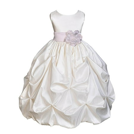 - Ekidsbridal Ivory Satin Taffeta Pick-Up Bubble Flower Girl Dress Birthday Girl Dress Princess Dresses Ballroom Gown Special Occasion Dresses Easter Summer Dresses Pageant Gown Daily Dresses 301S