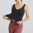 thumbnail image 6 of IWRICH Women's Sports Bras Longline Wirefree V Neck Padded Cropped Tank Tops with High Support Black S, 6 of 7