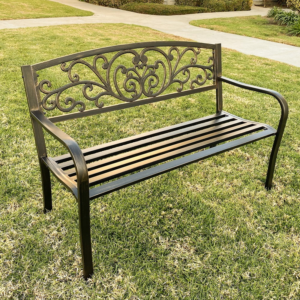 Bronze & White Details about   50" Outdoor Bench Patio Garden Furniture Backyard Park Porch 