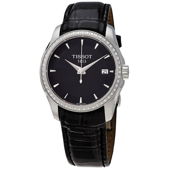 Tissot Couturier Black Dial Diamond Ladies Leather Watch T035.210.66.051.00