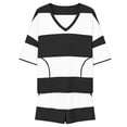 thumbnail image 3 of ShomPort 2 Piece Lounge Set for Women Stripe Oversized Short Sleeve Shirts and Shorts Matching Outfits, 3 of 5