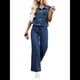 thumbnail image 2 of Mono Vaquero Sin Mangas para Mujer, Camiseta Sin Mangas con Botones, Pantalones Vaqueros Acampanados de Pierna y Pantalones Vaqueros de Campana. Azul M, 2 of 9