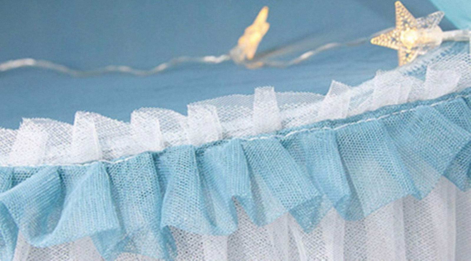 Princess Bed For Curtain- Double Layer Sheer Mesh Dome Round Lace Mosquito Net Tent(blue/white)