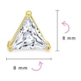 thumbnail image 5 of Bling Jewelry Unisex Triangle CZ Stud Earrings for Men, Yellow Gold Sterling Silver, 3 Prong Set, 5 of 6