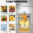 11 Quart Juice Steamer Fruit Vegetables Juicer Steamers w/Tempered Glass Lid, Hose, Clamp, Loop