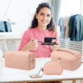 thumbnail image 2 of Cosmetiquera para Maquillaje 3Pcs, Portátil Impermeable Bolsa de Maquillaje, Cosmetiquera Multifuncional de Viaje, Grande Capacidad, Neceser para Mujer (rosa), 2 of 4