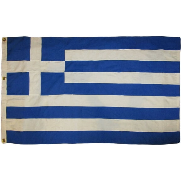 Greece 5'x9.5' Embroidered Flag ROUGH TEX® Cotton