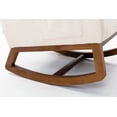 thumbnail image 6 of Rocking Chair, Modern Linen Upholstered Accent Chair Armchair with Solid Wood Base and Side Pocket, Comfy High Back Single Sofa Chair Nursery Glider Rocker for Living Room Bedroom, Cream, 6 of 7