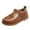 Brown, variant on Otqutp Birthday Dance Shoes for Flower Girls Fashion Autumn Girls Casual Shoes Flat Lightweight Solid Color Hook Loop Dress Shoes Simple Style