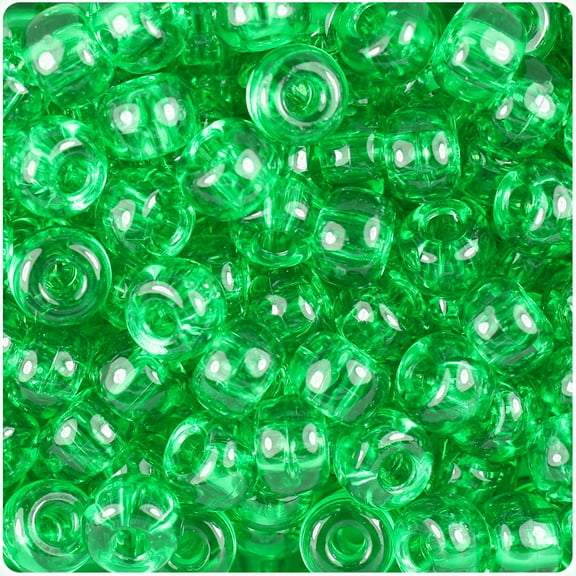 BeadTin Mint Transparent 11mm Large Barrel Pony Beads (250pcs)