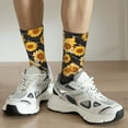 thumbnail image 6 of Disketp Black Marble Pattern Sunflower Unisex Crew Socks Lightweight Breathable Ventilation Ankle Socks, Mid-calf socks for Daily, 6 of 6