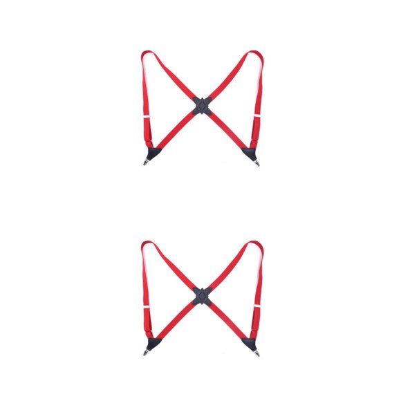 Qarigey Poliéster Unisex Brace Reemplazo Easy Matching Universal Adultos Portable Color Sólido Braces con 2 Clips Rojo Rojo 2piezas