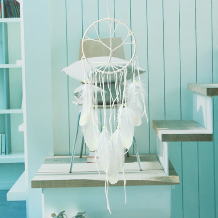 Glow in the Dark Handmade Dream Catcher with White Feathers Car Wall Home Decor Hanging Decor (Best Catches In World)
