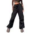 thumbnail image 7 of Black Casual Pants for Women, Oversized Pants, Drawstrings Baggy Low Waist Loose Sweatpants Cinch Bottom Joggers Hippie Trousers, 7 of 7