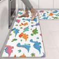 thumbnail image 2 of Kitchen Rugs Sets Of 2,White Cartoon Dinosaurs Cacti Pattern Anti Fatigue Kitchen Mat Rugs Non Slip Washable,Decorative Kitchen Floor Mats for Kitchen,Sink,Laundry,17"X47", 2 of 5