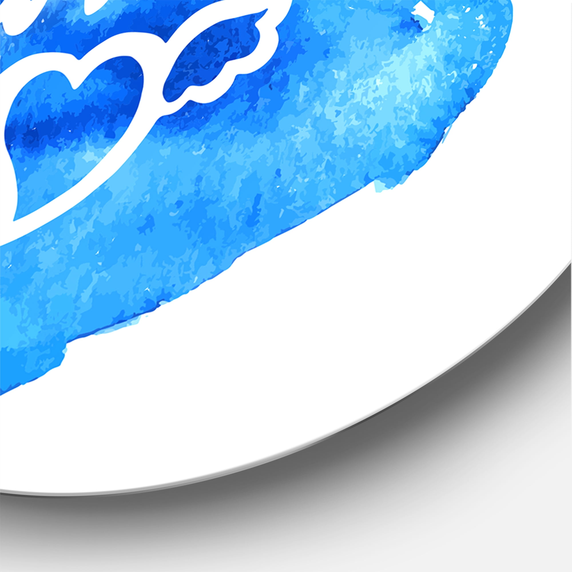 Designart 'Follow Your Dreams On Blue I' Modern Circle Metal Wall Art 29x29 - Disc of 29