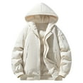 thumbnail image 2 of uublik Puffer Jackets For Men Winter Warm Snow Coat Windbreaker Hooded Work Outerwear Snowboarding Jackets Beige, 2 of 5