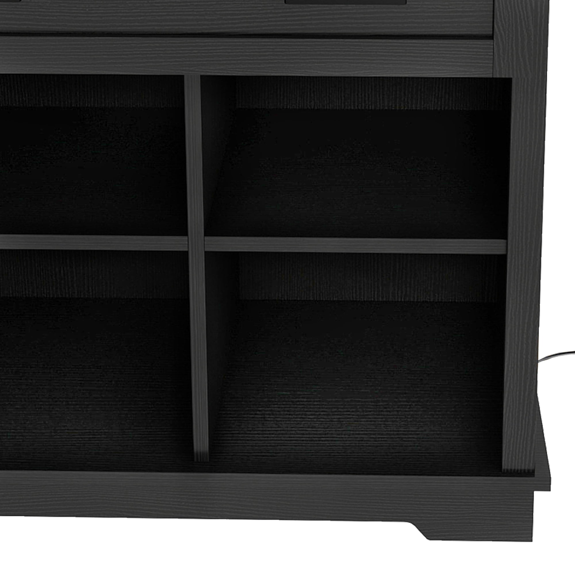 Uforic Kitchen Island Table with Drop Leaf & Storage, Kitchen Cart with Power Outlets, Black