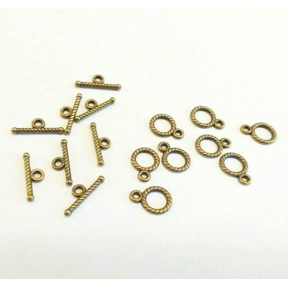 U8MO Circle Toggle Clasps Antiqued Bronze Bracelet Necklace T Clasps 8 Sets Findings