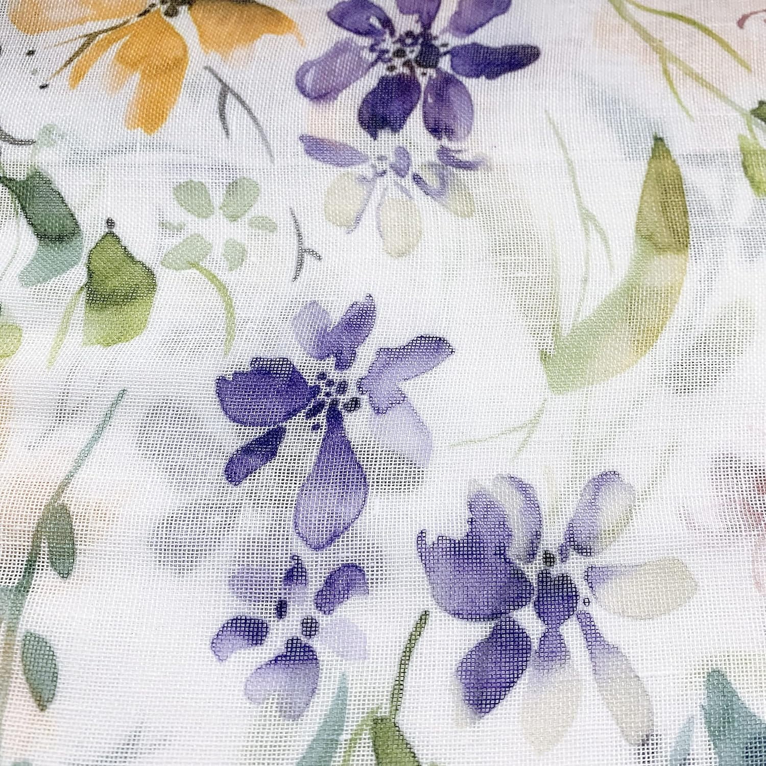 Floral Print Kitchen Curtains 24 inch Purple and Orange Tier Curtains for Small Windows Semi-Sheer Window Treatment Sets for Bathroom/Bay Window/Dining Room,28" W x 24" L Rod Pocket