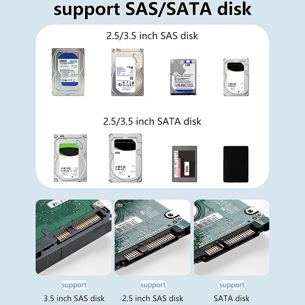 Yibooy Hard Drive Dock SAS/SATA Hard Drive Enclosure for 2.5/3.5 Inch SATA/SAS HDD SSD