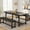 black, variant on Extendable Dining Table Set for 4 to 6 People, Industrial Wood Table with 2 Upholstered Benches, Metal Corner Protectors for Small Space Apartment