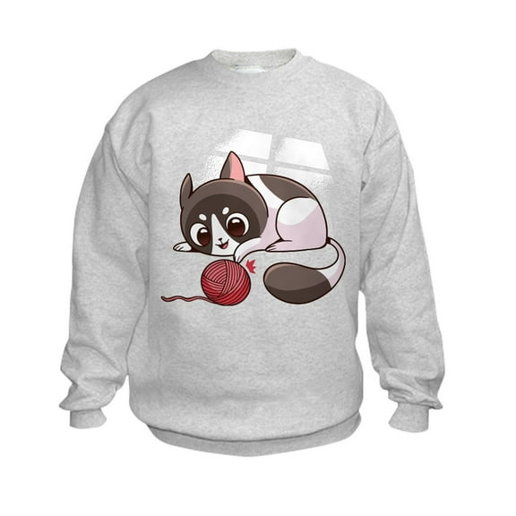 CafePress - Cute Kawaii Cat Sweatshirt - Kids Sweatshirt, Youth Crew Neck Sweatshirt