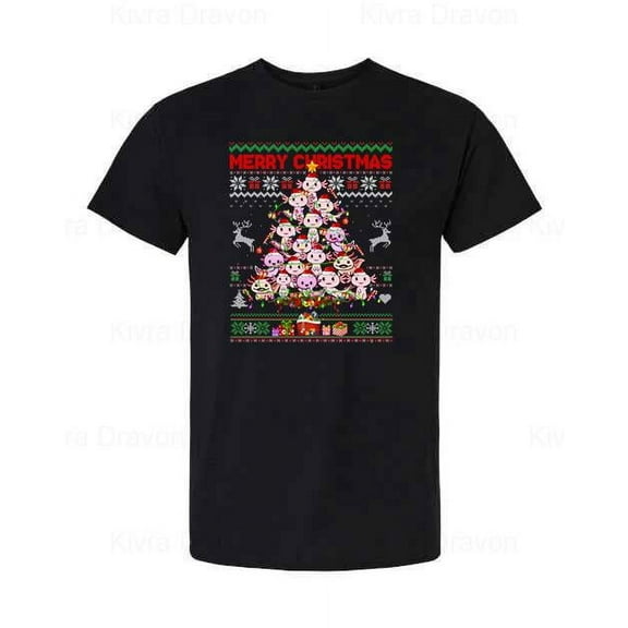 Axolotl Christmas Tree Ugly Sweater Funny Holiday Graphic T-Shirt unisex up to 5XL