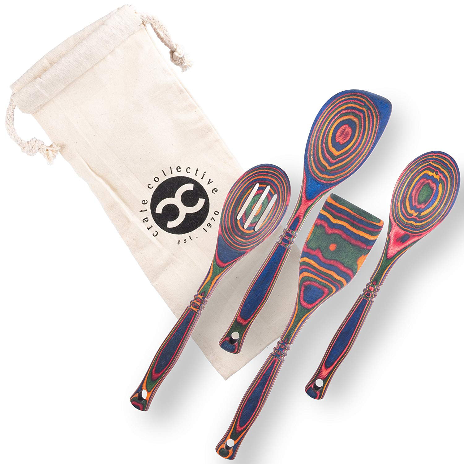 Crate Collective Exotic Pakkawood 6-Piece Utensil Set with Measuring Spoons 