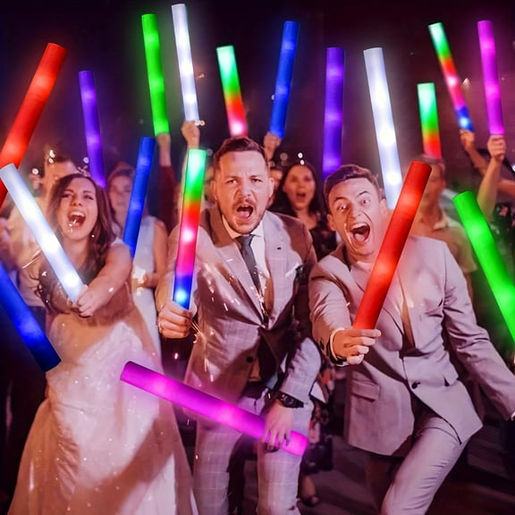 Micrency-36-Piece s Mixed Color-light Chic Glow Party Supplies - Soft Foam Sticks , Magic Glow for Bridal Shower, Birthday & Dark Party