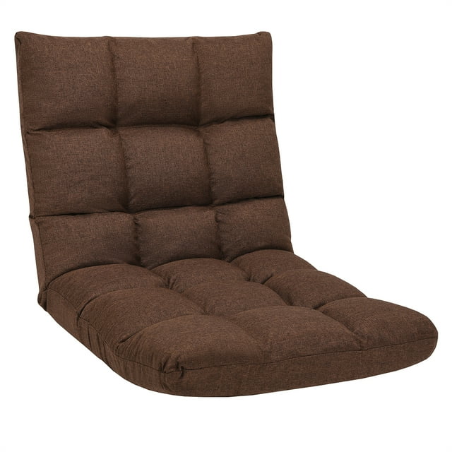 Costway Chaise de Sol Réglable à 14 Positions, Fauteuil de Jeu Paresseux Pliant, Chaise Longue, Café