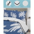 thumbnail image 4 of Quilts Queen Size Bedding Set, Navy Blue Palm Trees Lightweight Quilted Comforter, Farmhouse Tropical Summer Beach Soft Reversible Bedspread Coverlet with Pillow Covers for All Season, 90" x 96", 4 of 7