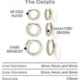 thumbnail image 3 of 18K Gold Plated 925 Sterling Silver Post, 3 Pairs Small Gold Hoop Earrings Set, 3 of 4
