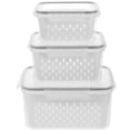 thumbnail image 1 of FRCOLOR fridge storage bins 3pcs Fruit Storage Containers Fridge Vegetable Container Drain Crisper Case,8.86"X6.5"X4.53", 1 of 4