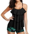 thumbnail image 5 of QLEICOM Women's Swimsuits High Waisted Tummy Control Swimwear Conservative Print Strappy Back Set Two Piece Swimsuits Swimdress Women Bikinis Swimming Suits Cover Ups Bathing Suits Green S, 5 of 6
