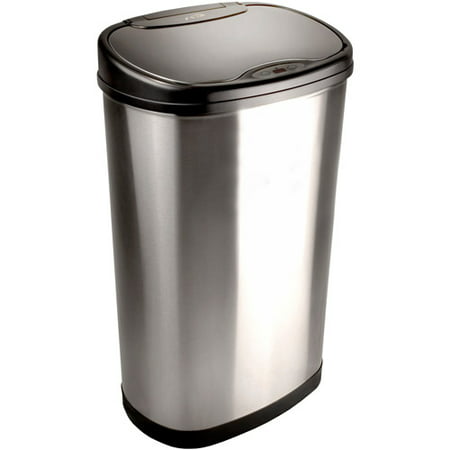 Nine Stars 13.2-Gallon Stainless Steel Oval Sensored Trash Can with Stainless Steel Lid, Soft-touch Opening, Closing System