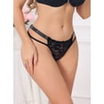 thumbnail image 4 of INSPIRE CHIC Women's Low Waist Shiny Tangas Letter Prints Lace Underwear Thong Medium Black, 4 of 4