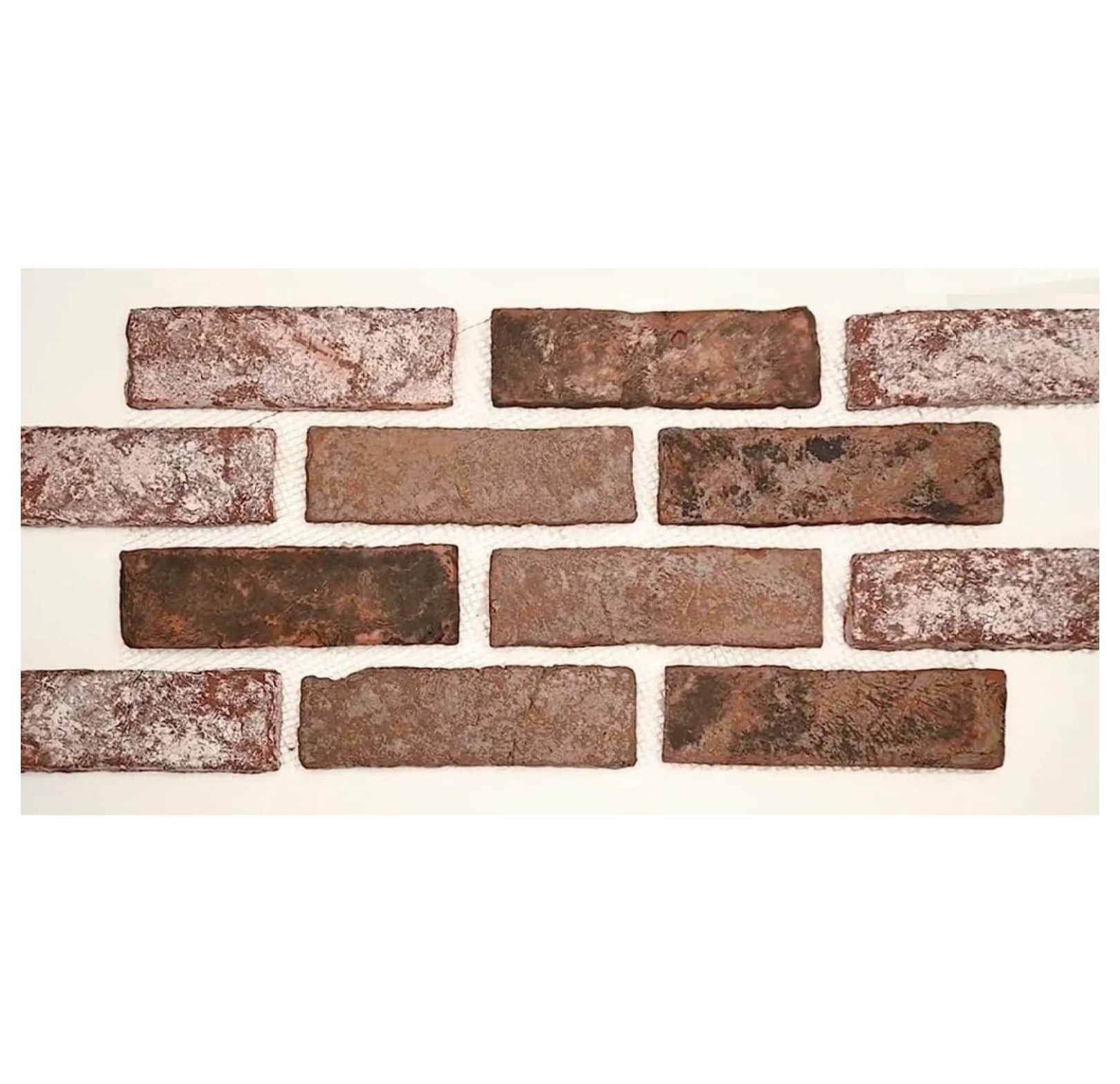2x8 Brick Tumbled Rustic Look Clay Reddish Mesh Mounted Wall Tile for Kitchen and Bathroom Backsplash, Shower Wall Tile, Accent Wall, Fireplace Surround (Sample )