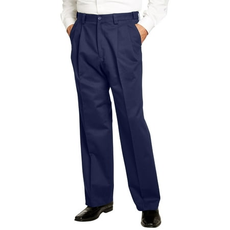 Kingsize Men's Big & Tall Relaxed Fit Wrinkle-Free Expandable Waist Pleated Pants