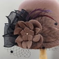 thumbnail image 5 of QASIEATN Women's Everyday Wear Accessories Elegant Flower Decoration Bucket Hat for Pretty Women Fashion Fall Church Cloche Hat Solid Vintage Bowler Hat, 5 of 5