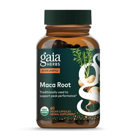 Gaia Herbs Maca Root - Caffeine-Free Energy Supplement - Traditionally Used to Support Healthy Energy & Stamina* - Made with Organic Maca Root (Lepidium meyenii) - 60 Vegan Capsules (60 Servings)