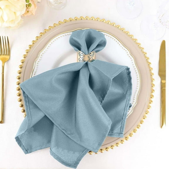Efavormart Cloth Napkins Set of 10, 20x20  Inch Dusty Blue Seamless Dinner Napkins, Washable Linen Table Napkin Cloth with Hemmed Edges for Weddings, Party and Banquet