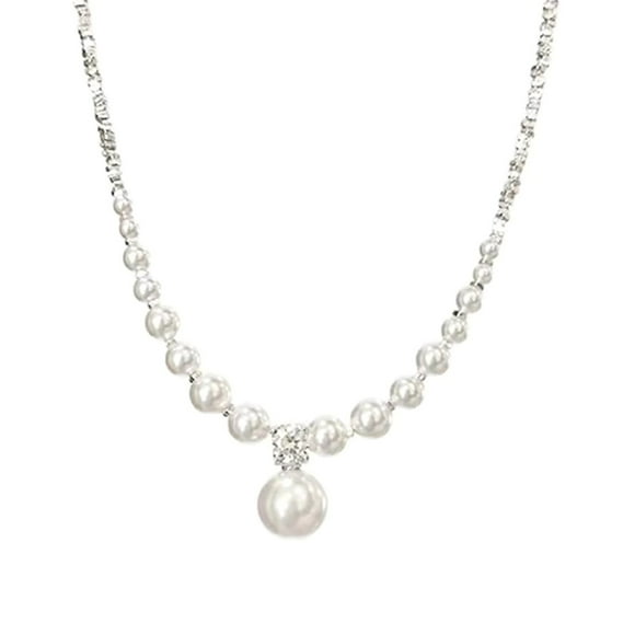 asddcavvf Broken Silver Pearl High End Feeling Light Women's New Necklace Collarbone Chain Net Red N