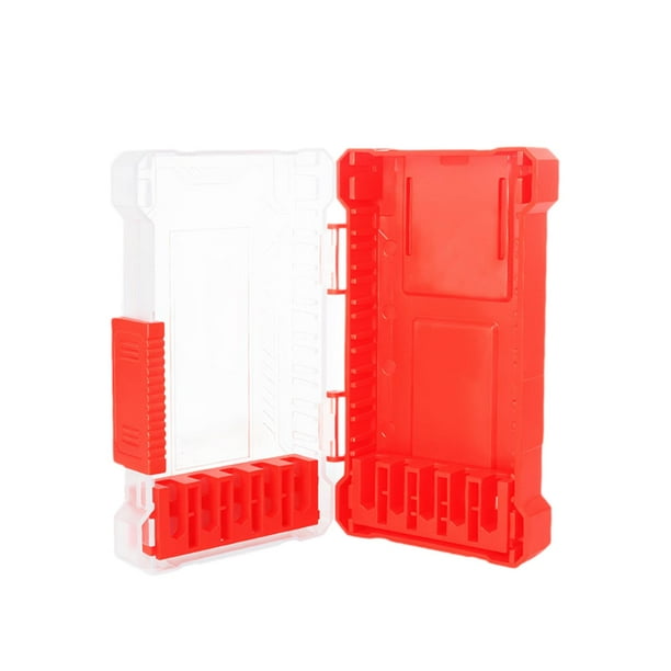 Caja de almacenamiento para brocas, caja para puntas de destornillador, ligera, para transportar piezas pequeñas, ideal para garaje, taller, hogar y m roja