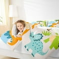 thumbnail image 5 of Castle Fairy Cartoon Dino Dinosaur 2Pcs Bedding Comforter Set for Child Preppy,Jungle Animal Twin Comforter Sets,Geometric Stripes Breathable Bedding Set,Breathable Home Decor, 5 of 9