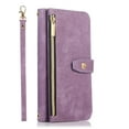 thumbnail image 2 of Crossbody Wallet Case for iPhone 15 with RFID Blocking Card Slot Holder, Magnetic Flip Folio Purse Case, PU Leather Zipper Handbag with Detachable Lanyard Strap Phone Case,Purple, 2 of 9