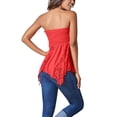 thumbnail image 2 of Women's Sleeveless Off Shoulder Lace Hem Vest Tank Tops Blouse Solid Color Casual Summer Tops Red M, 2 of 4